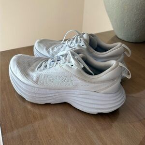 HOKA Bondi 8 White Running Shoes